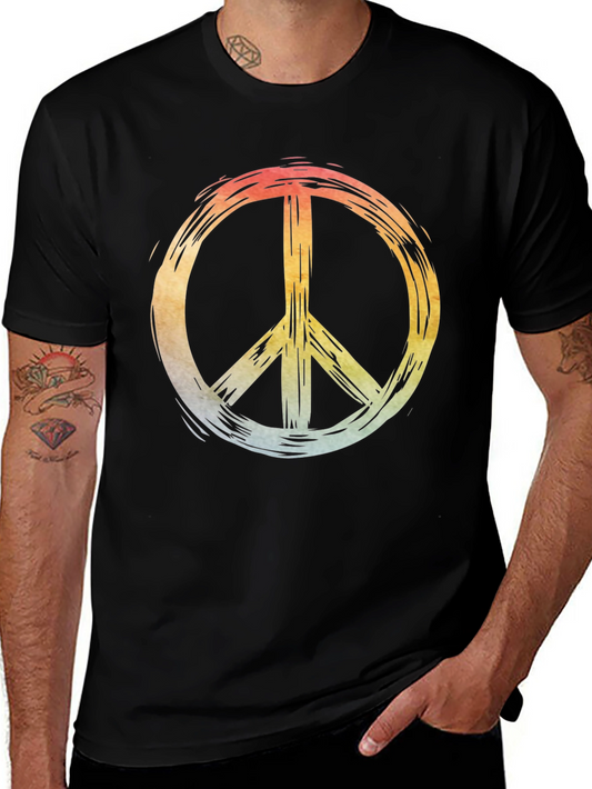 Retro Peace Sign Graphic Black T-Shirt