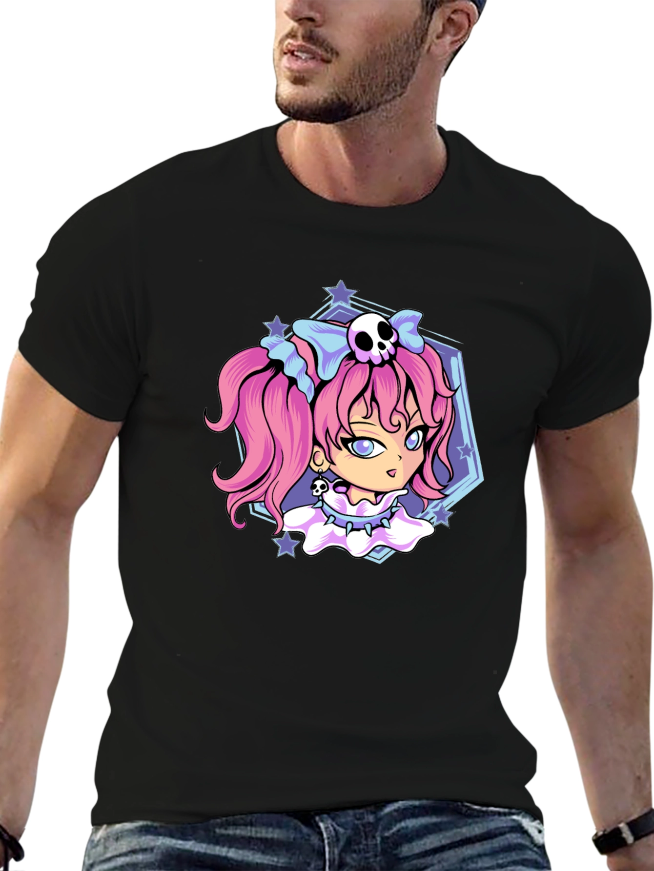 Gothic Anime Girl Black T-Shirt