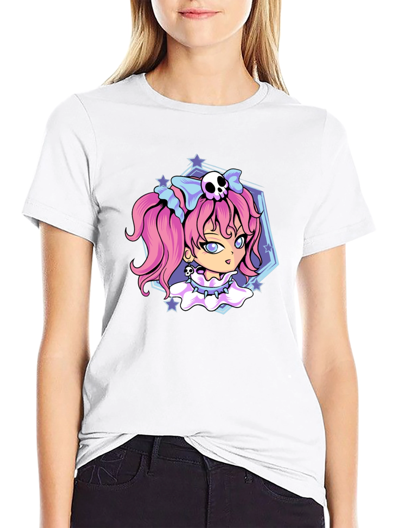 Gothic Anime Girl Black T-Shirt
