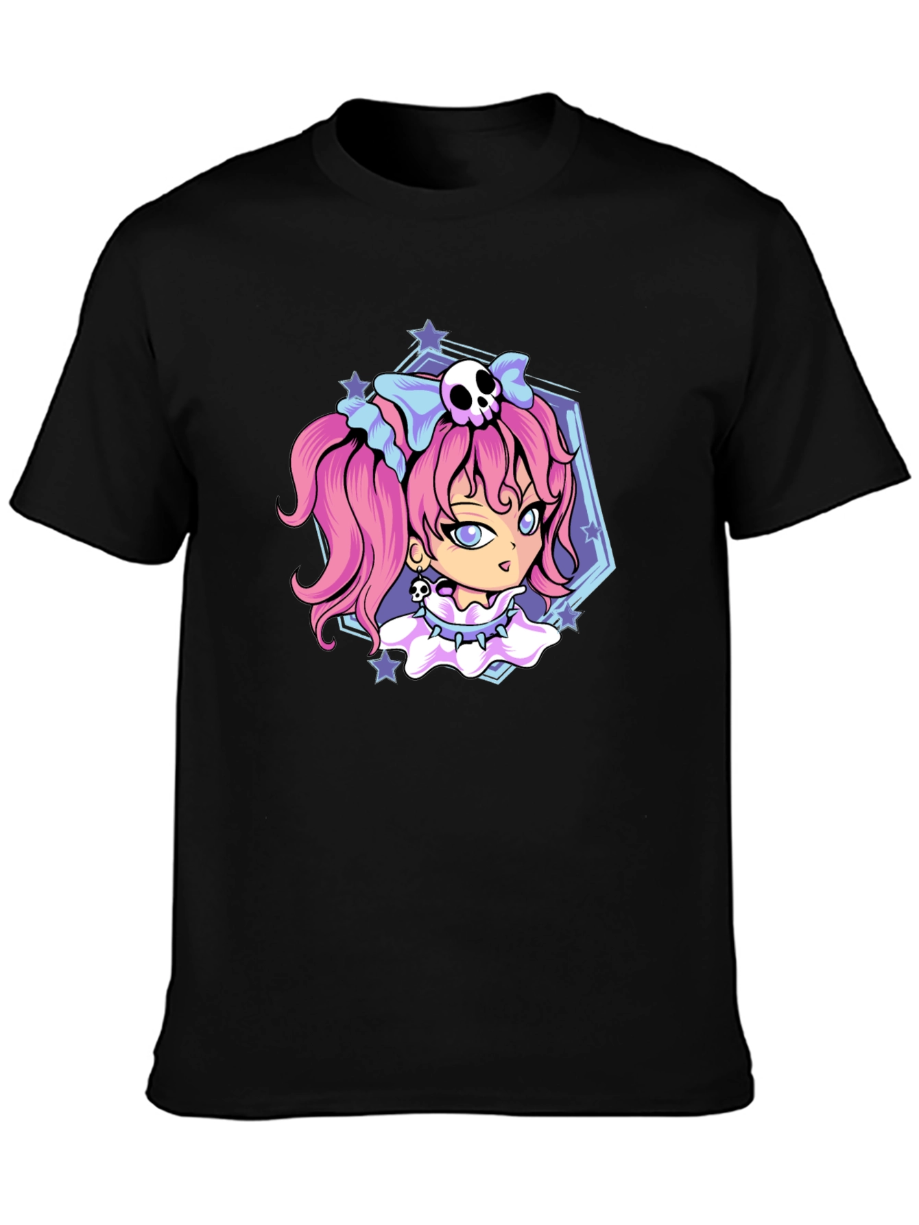 Gothic Anime Girl Black T-Shirt