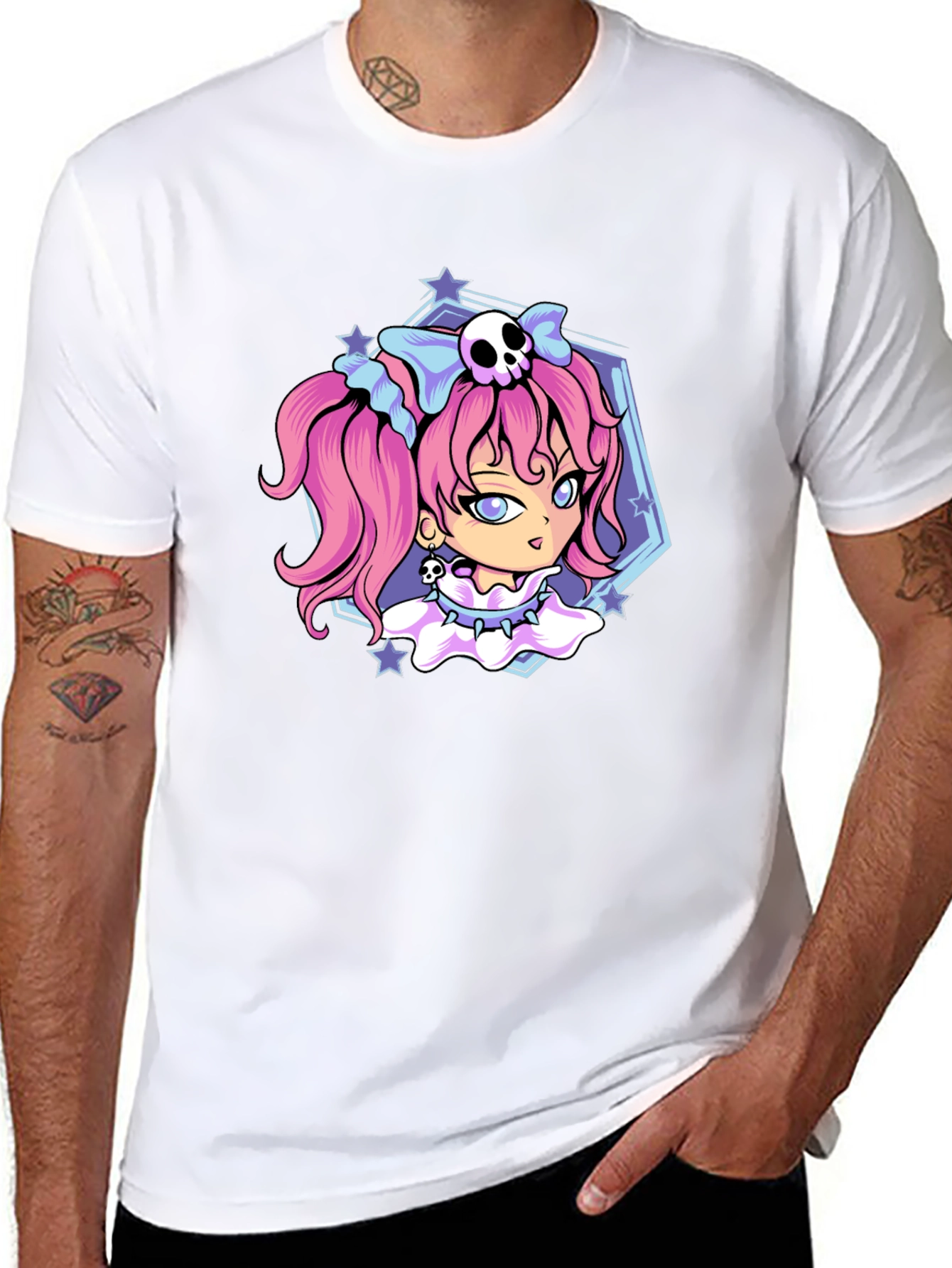 Gothic Anime Girl Black T-Shirt