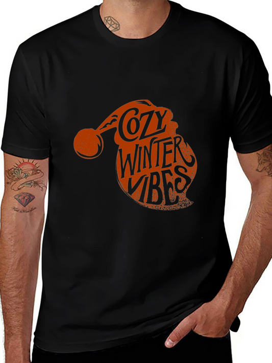 Cozy Winter Vibes Santa Hat Graphic Tee
