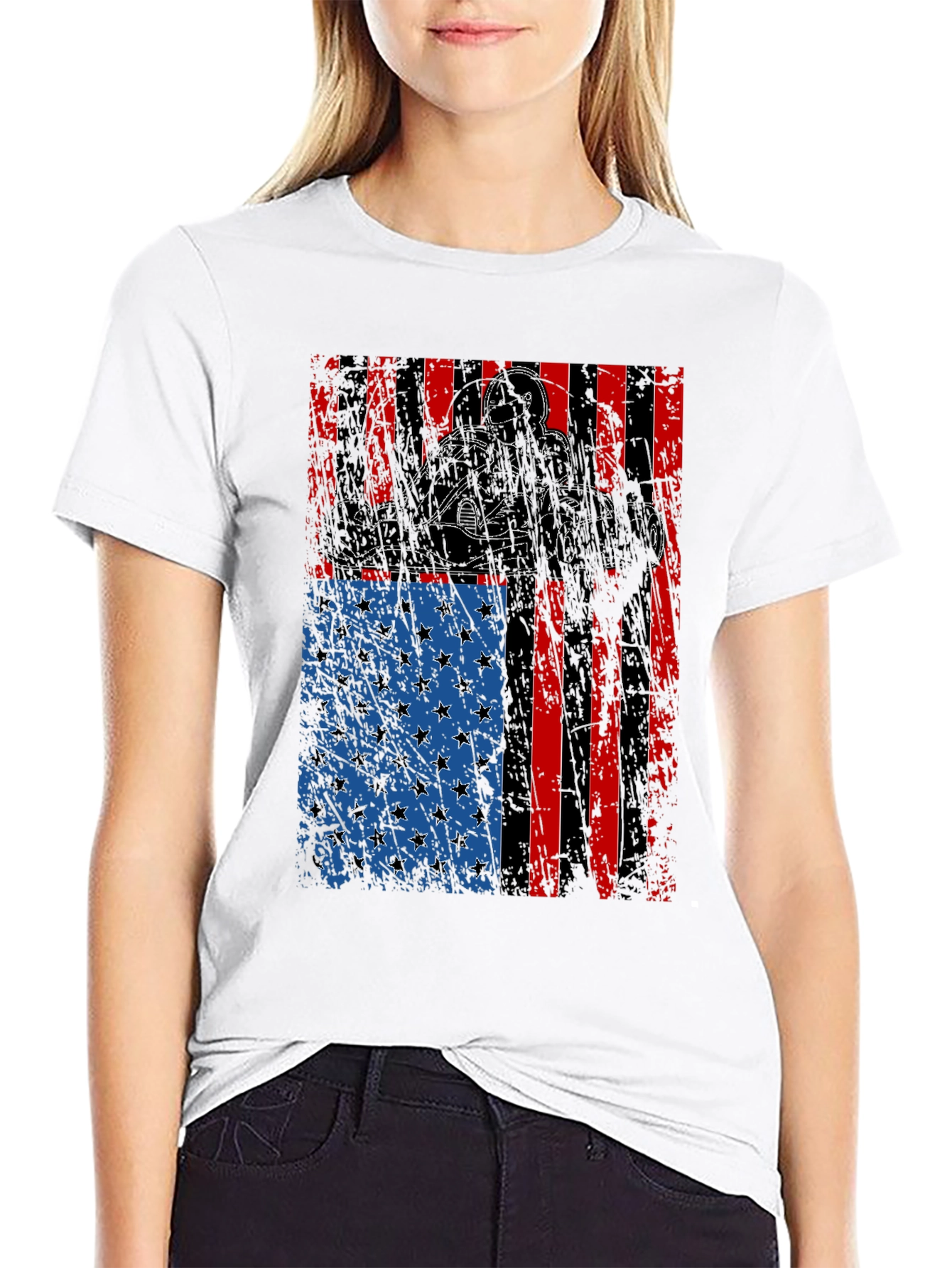 Go Kart American Flag Graphic T-Shirt