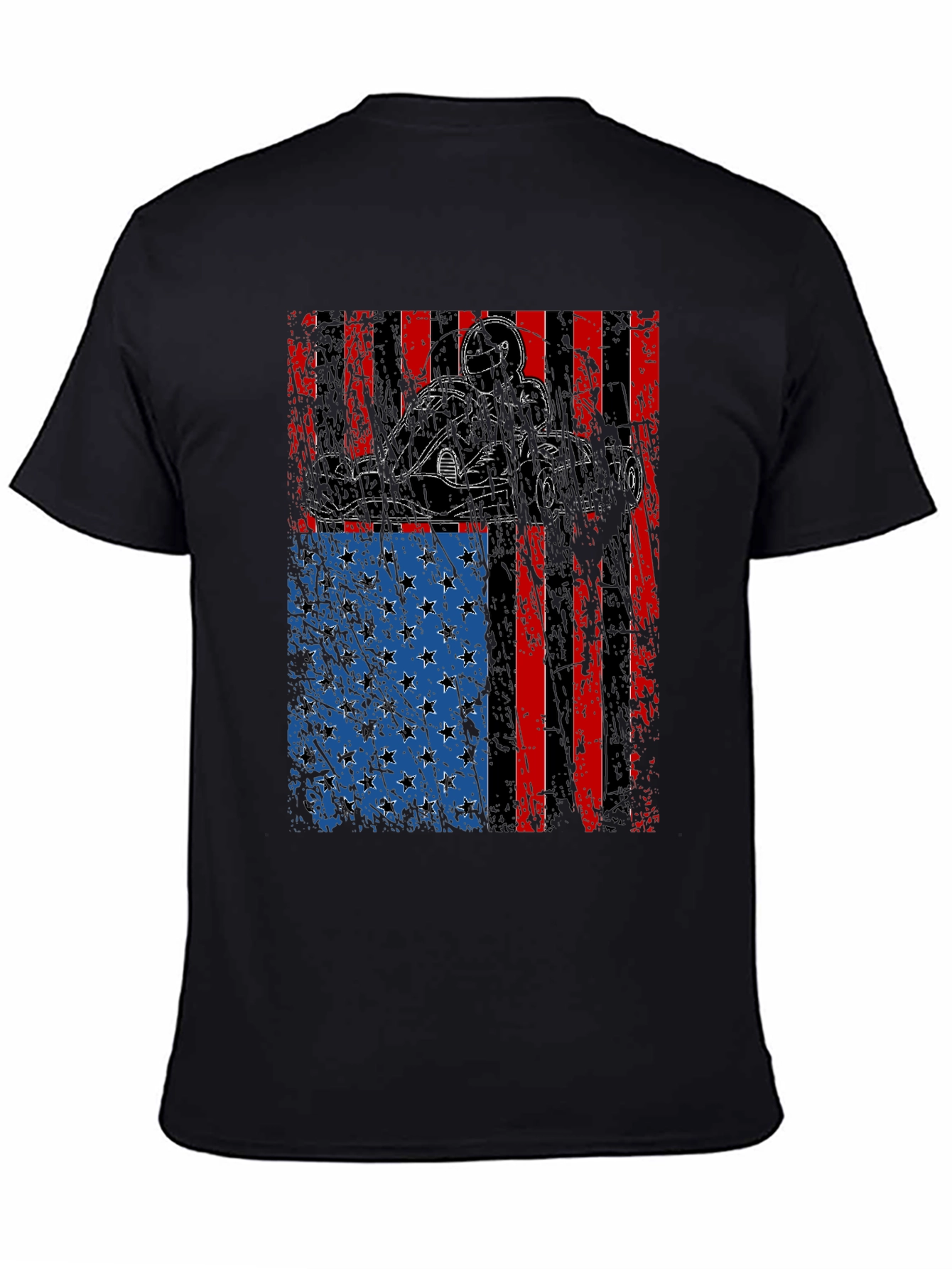 Go Kart American Flag Graphic T-Shirt
