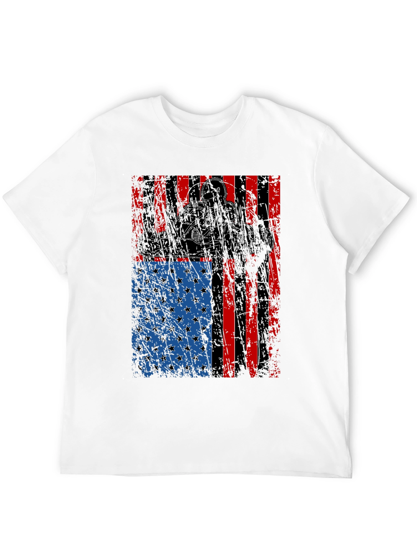 Go Kart American Flag Graphic T-Shirt