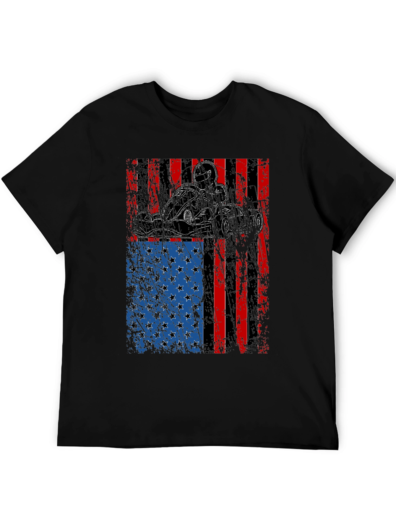 Go Kart American Flag Graphic T-Shirt