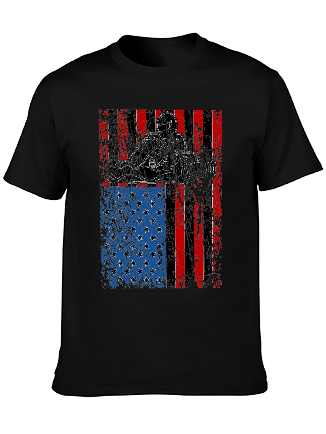 Go Kart American Flag Graphic T-Shirt