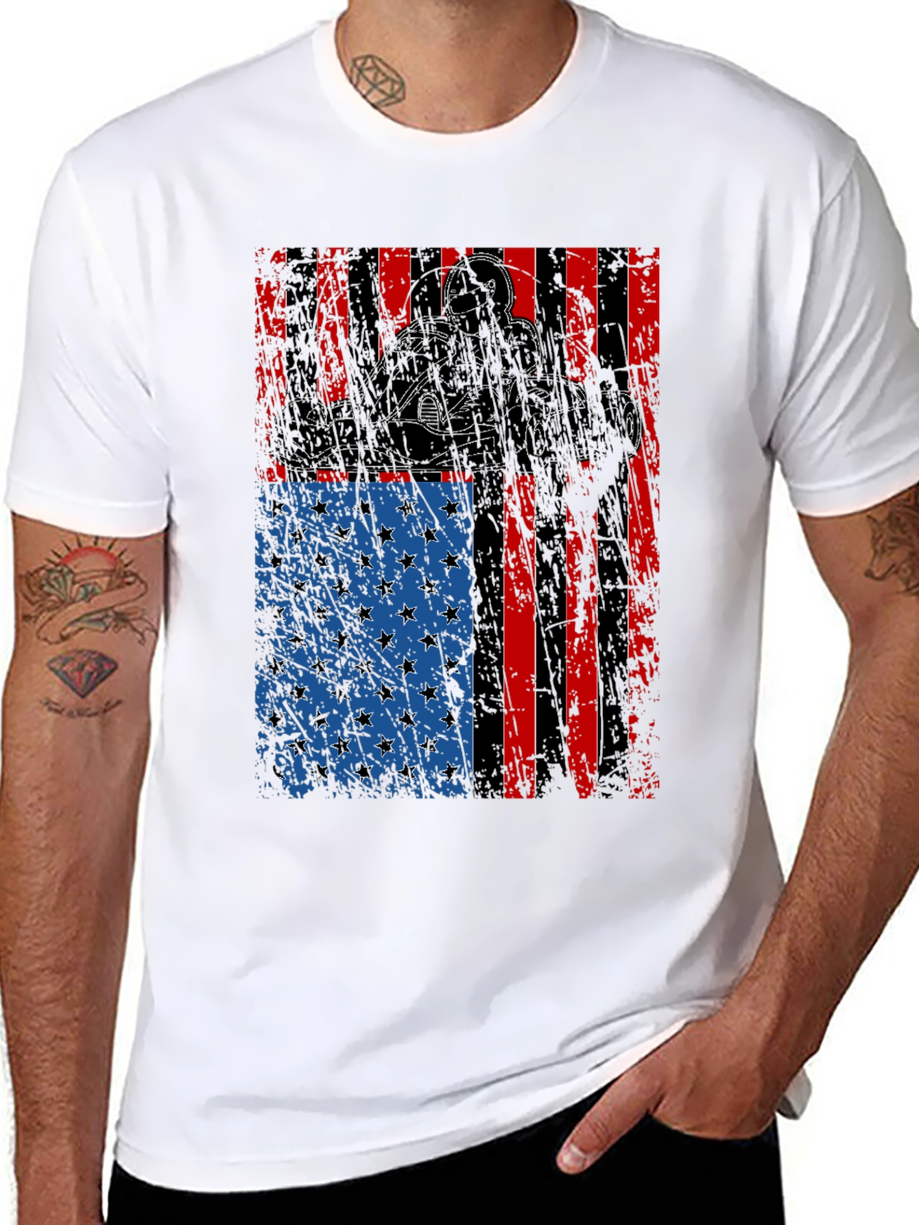 Go Kart American Flag Graphic T-Shirt