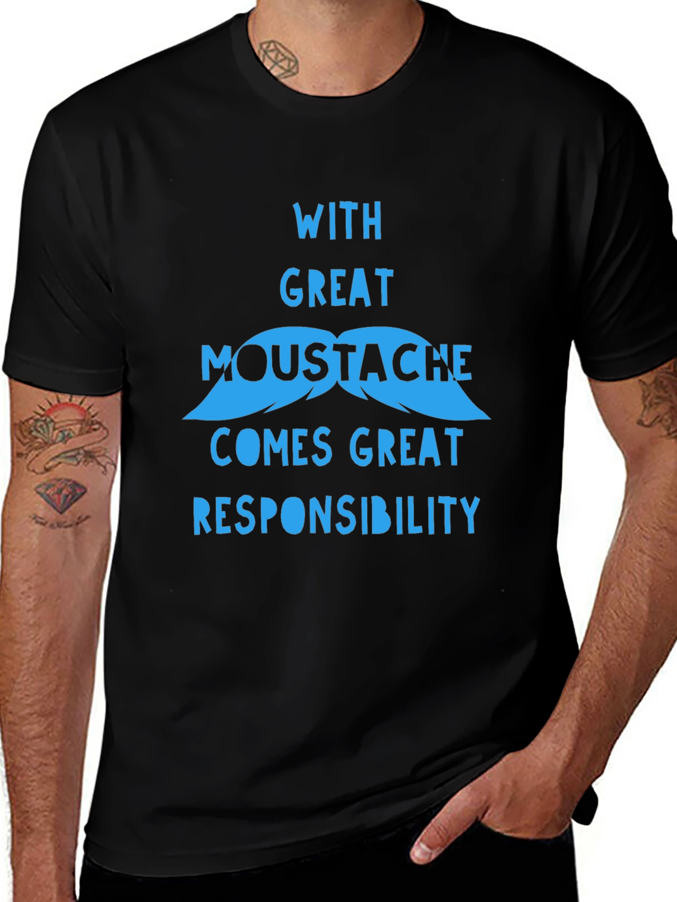 Funny Mustache Graphic T-Shirt