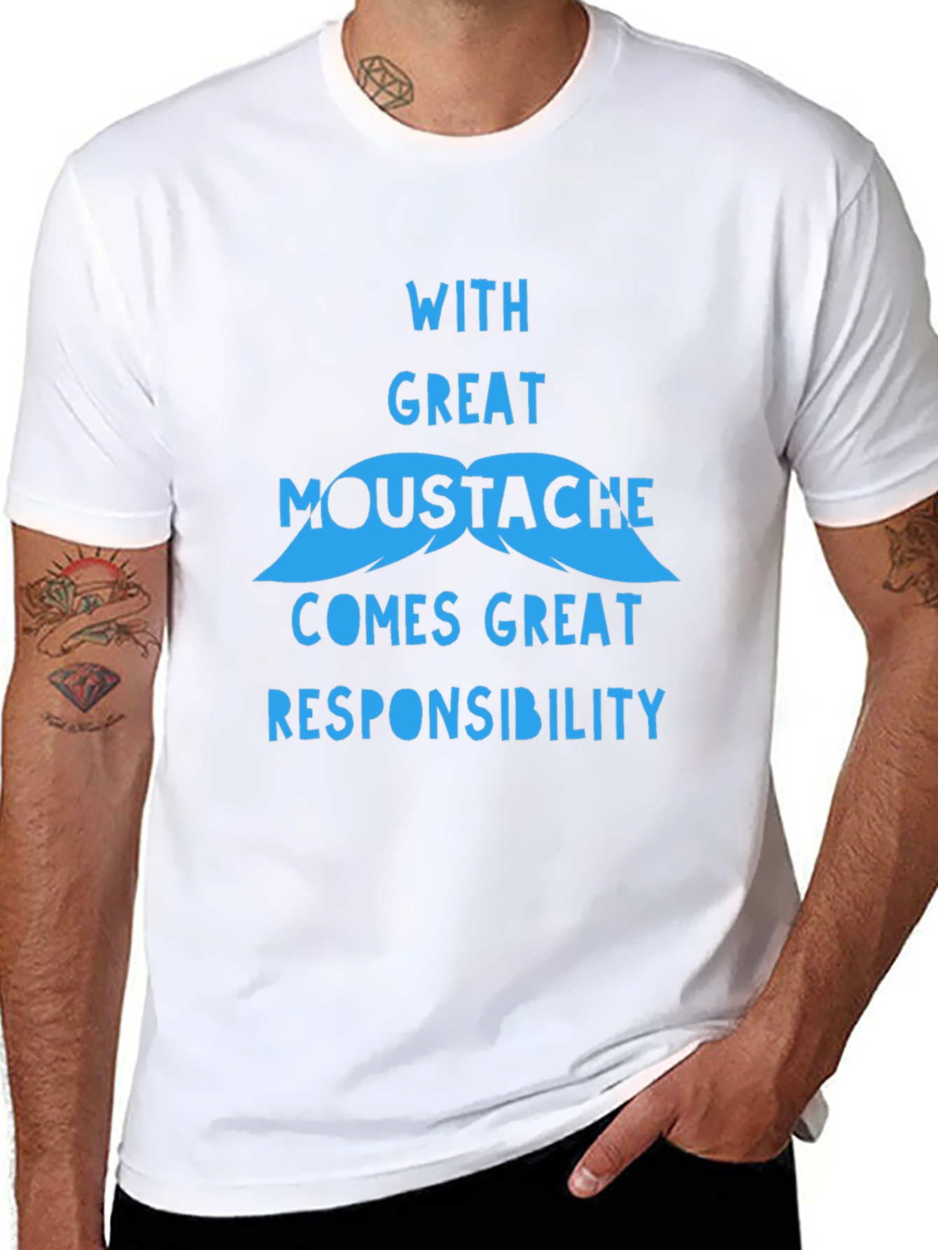 Funny Mustache Graphic T-Shirt