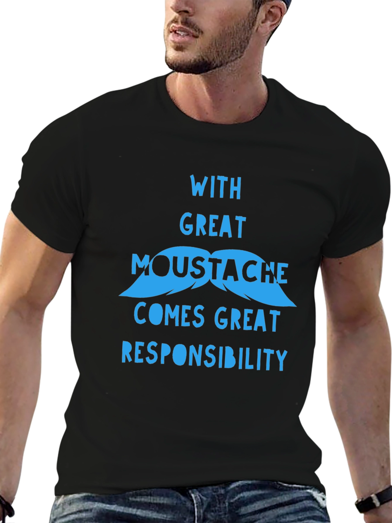 Funny Mustache Graphic T-Shirt