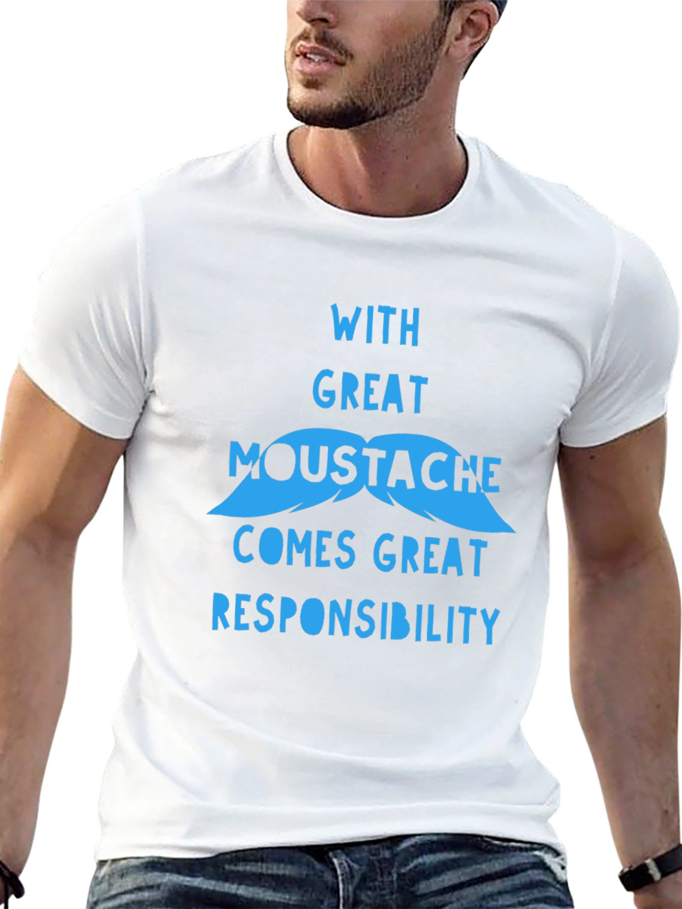 Funny Mustache Graphic T-Shirt