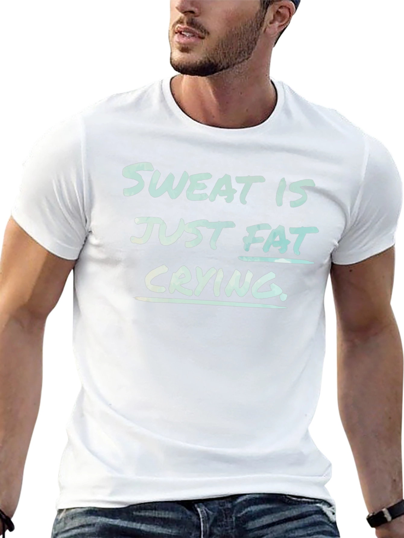 Sweat is Fat Crying Funny Workout Tee