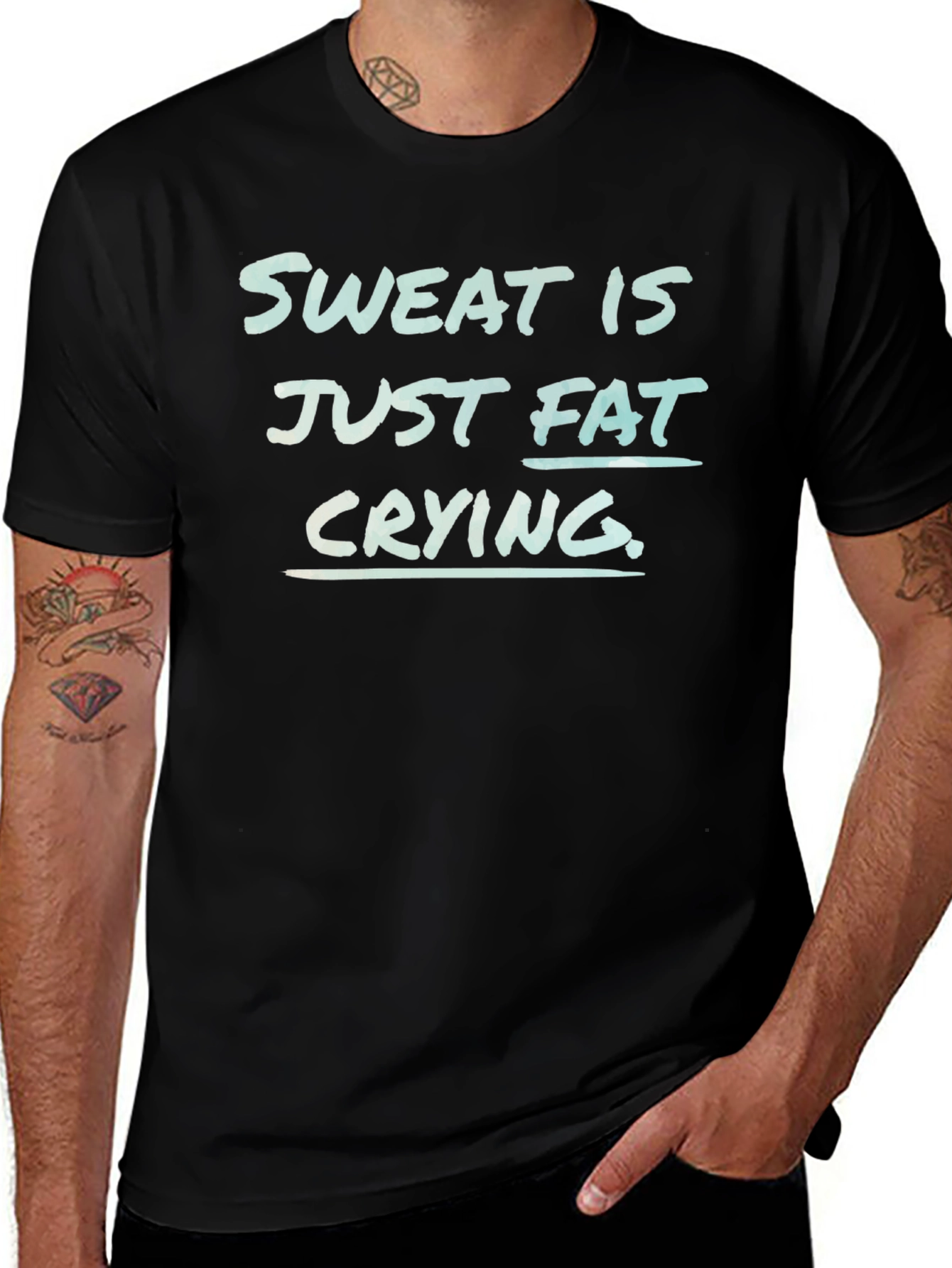 Sweat is Fat Crying Funny Workout Tee