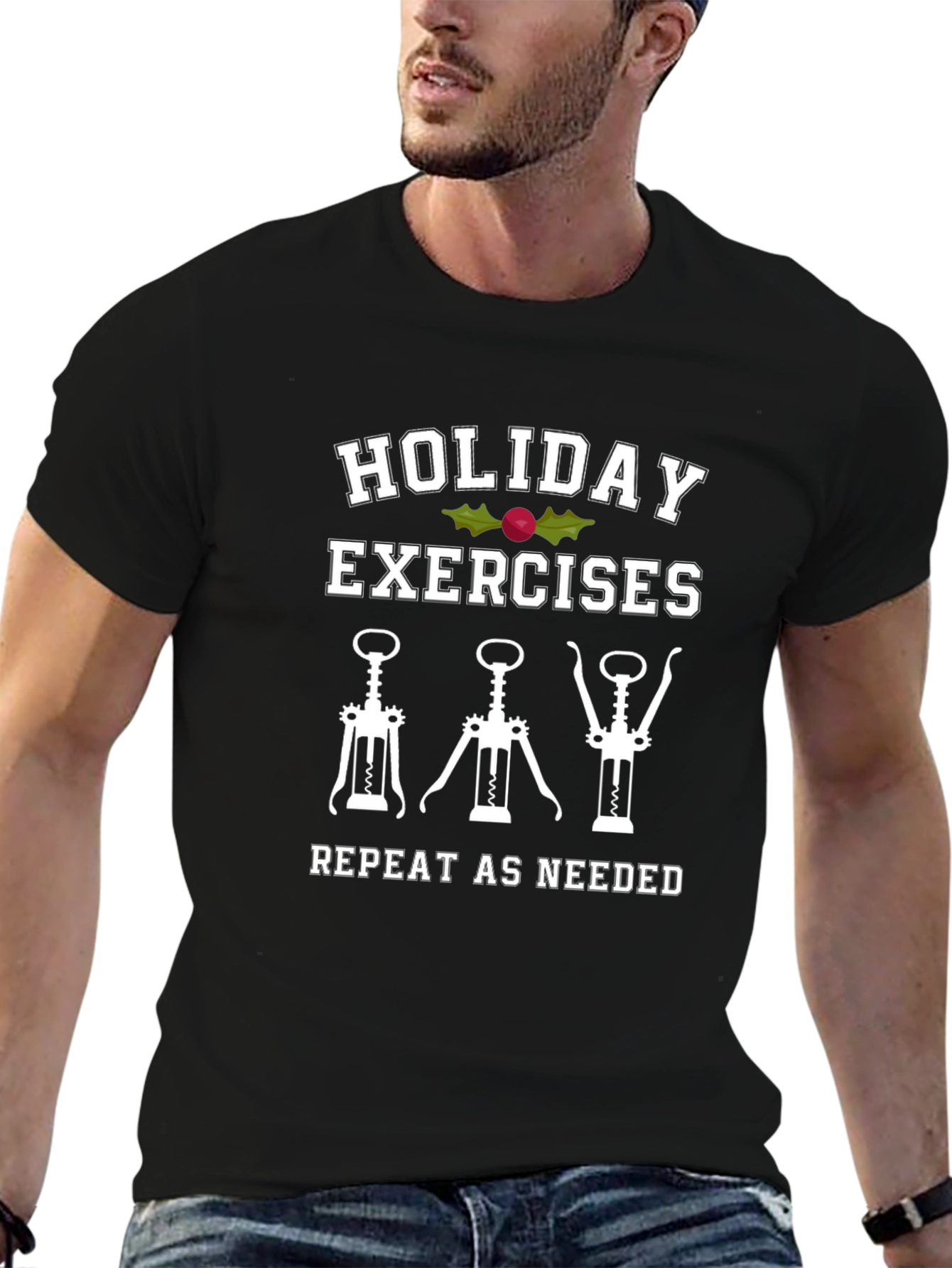 Holiday Exercises Wine Corkscrew T-Shirt