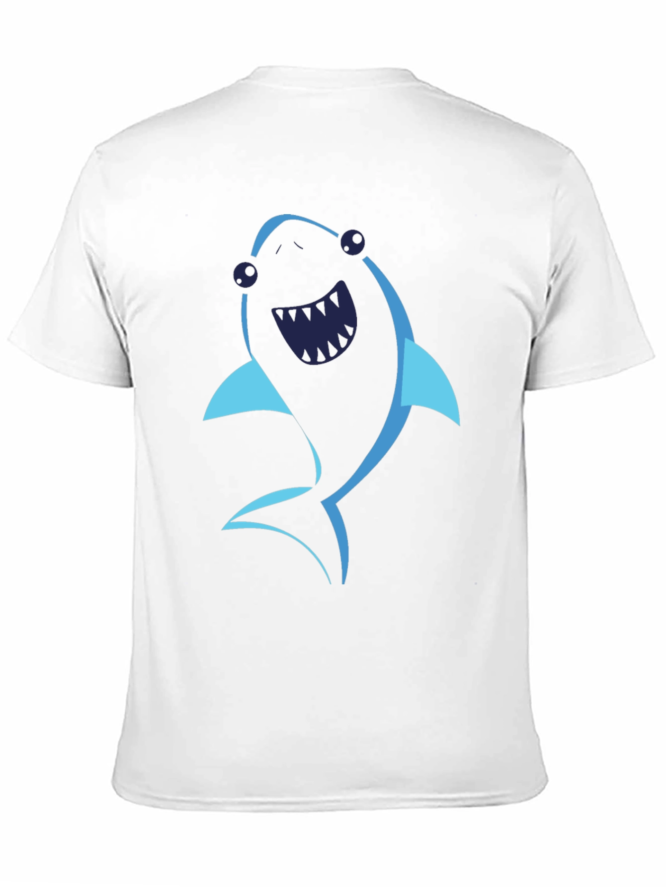 Cartoon Shark Graphic Tee - Black Cotton T-Shirt