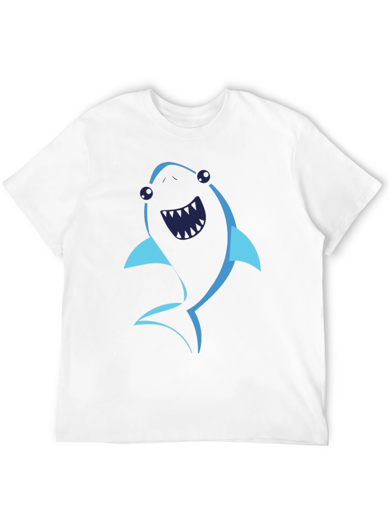 Cartoon Shark Graphic Tee - Black Cotton T-Shirt
