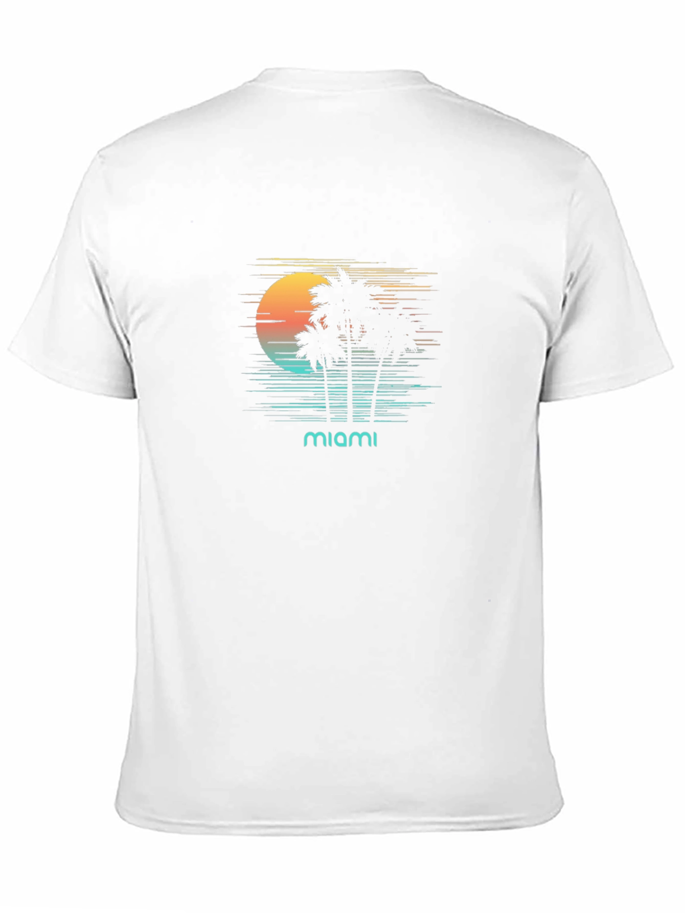 Miami Sunset Graphic T-Shirt - Retro Palm Tree Design