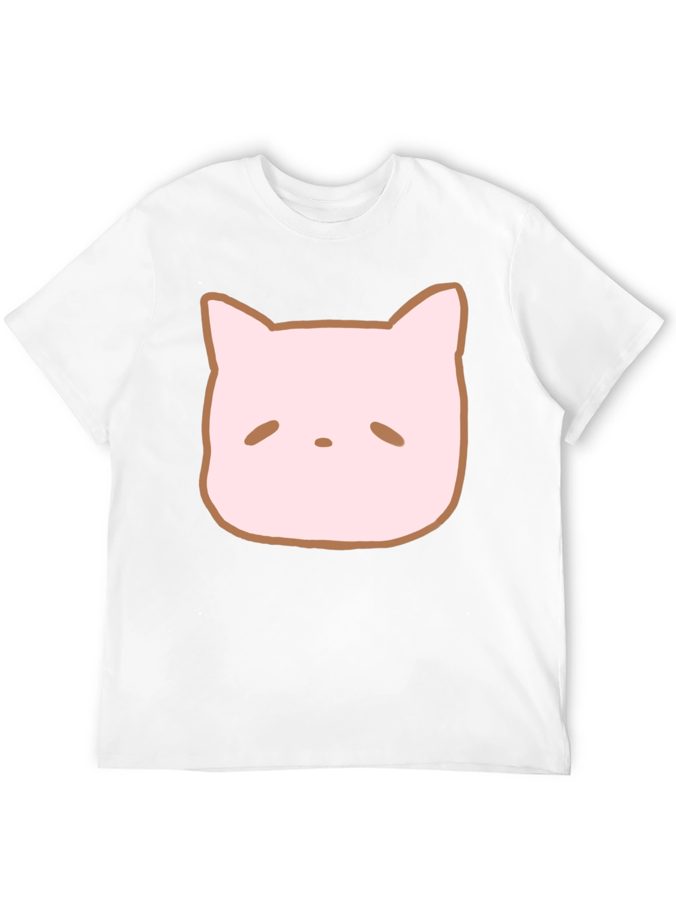 Cute Cat Face Graphic Tee - Casual Style