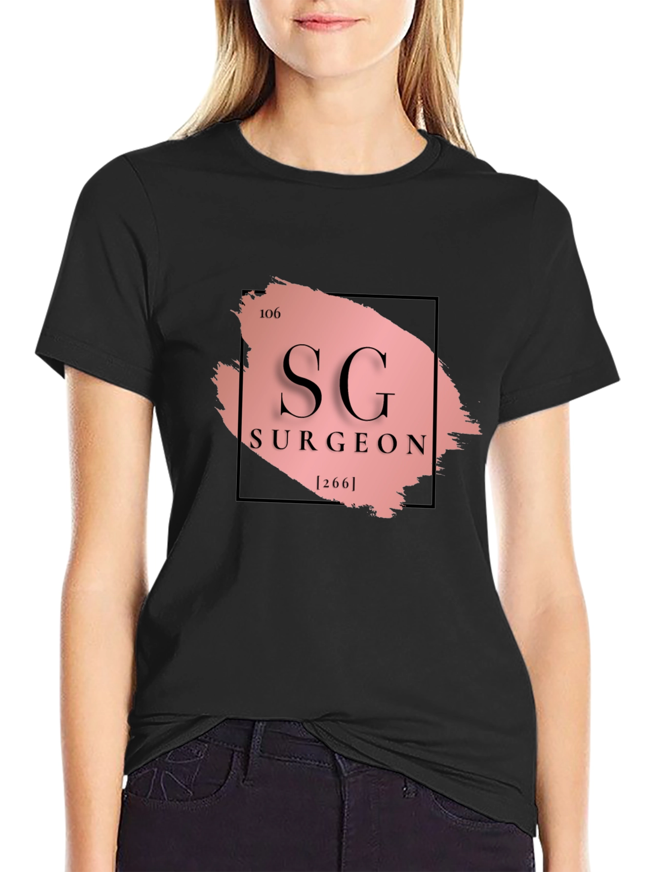 Surgeon Periodic Table Style Black T-Shirt