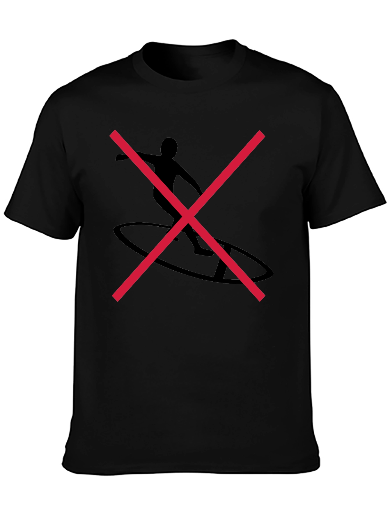 Black Graphic Tee with Surfer Silhouette