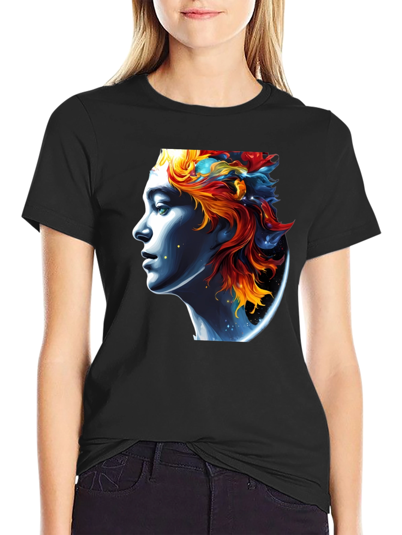 Celestial Portrait Graphic Tee - Unisex Black T-Shirt