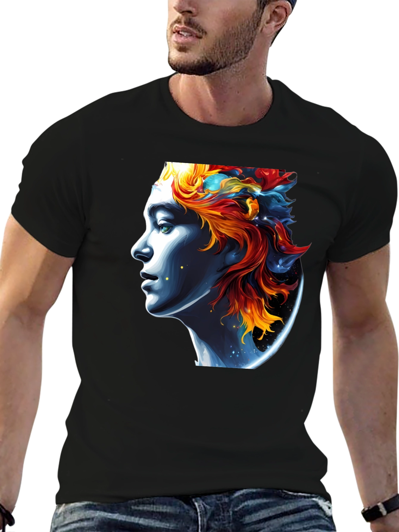 Celestial Portrait Graphic Tee - Unisex Black T-Shirt