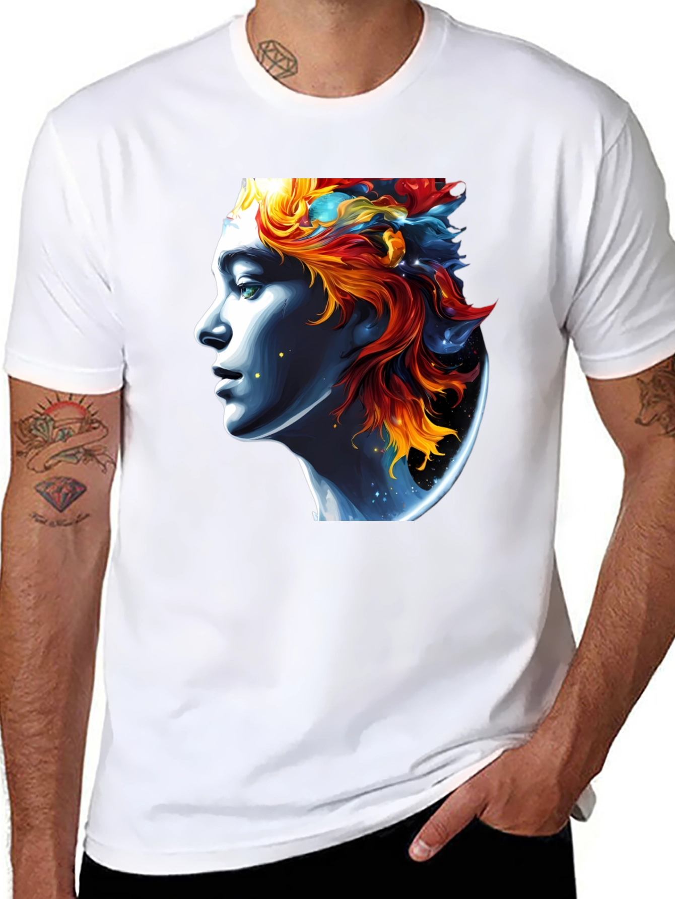 Celestial Portrait Graphic Tee - Unisex Black T-Shirt
