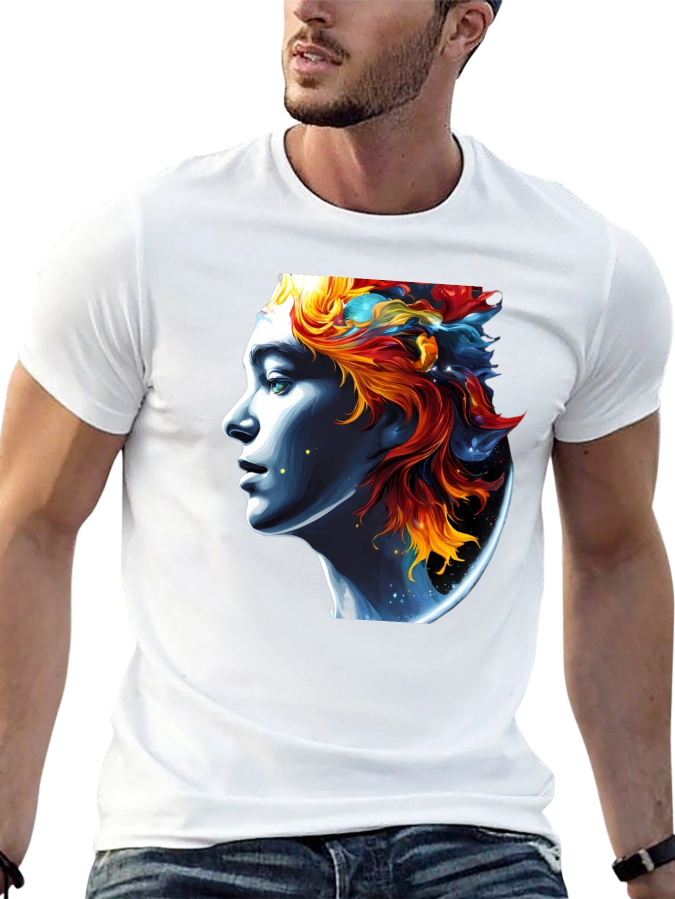 Celestial Portrait Graphic Tee - Unisex Black T-Shirt