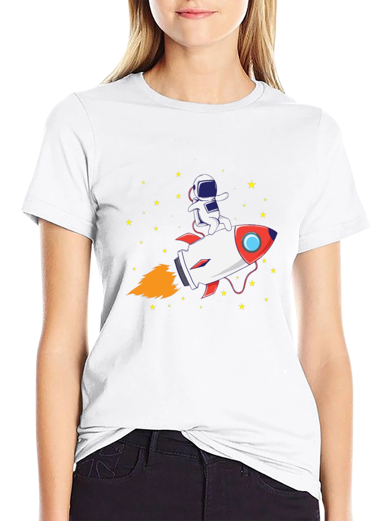 Astronaut Rocket Ride Graphic Tee - Black