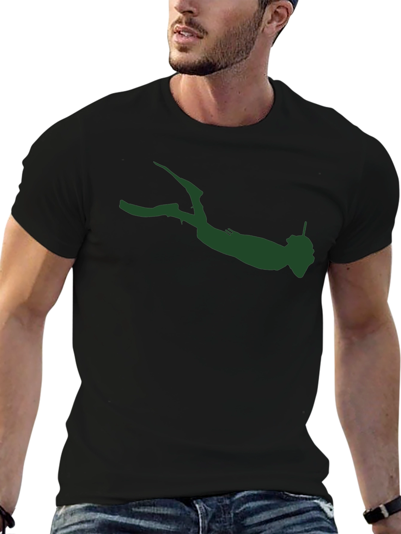 Diver Silhouette Graphic Tee - Mens Black T-Shirt