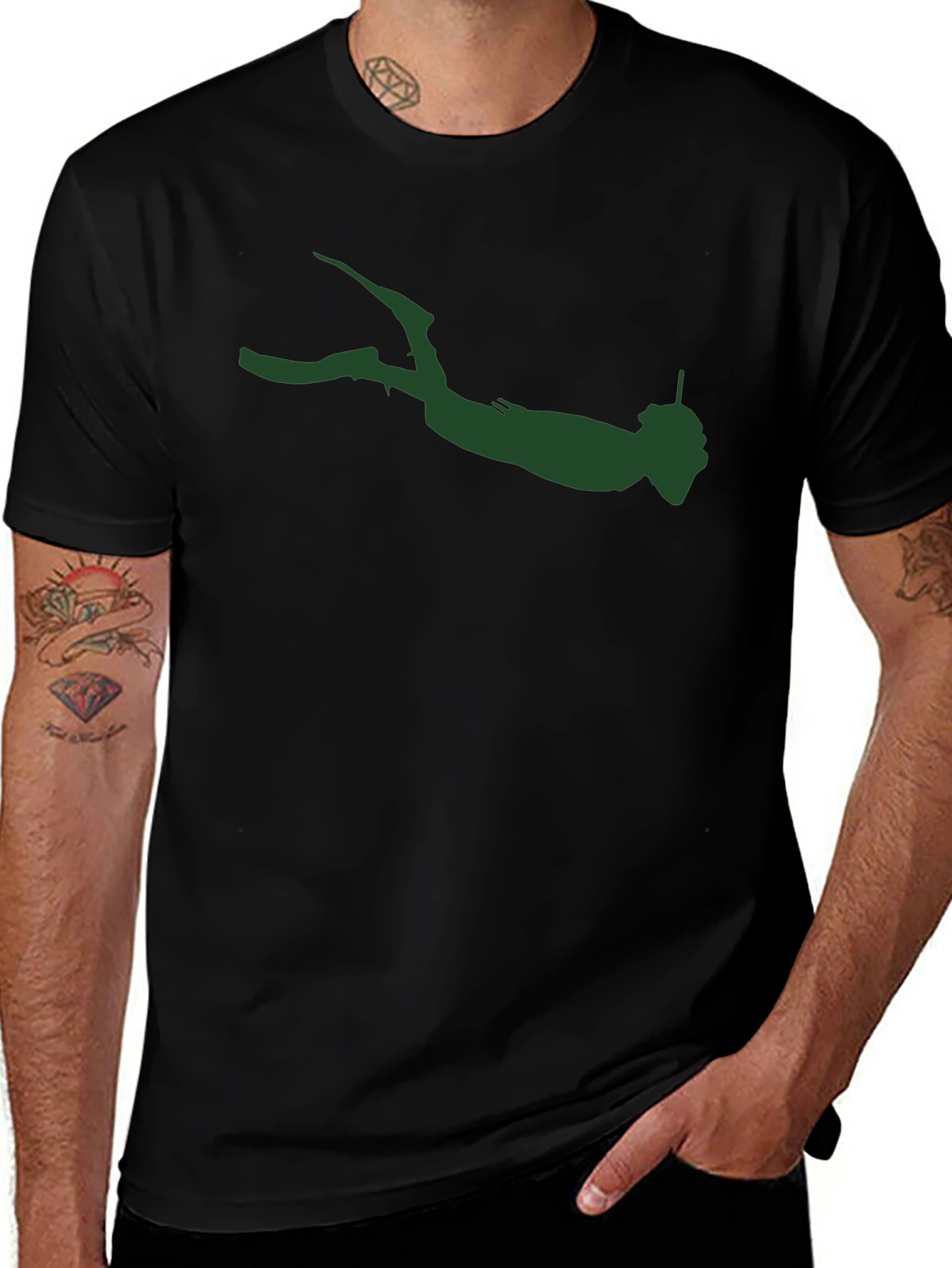 Diver Silhouette Graphic Tee - Mens Black T-Shirt