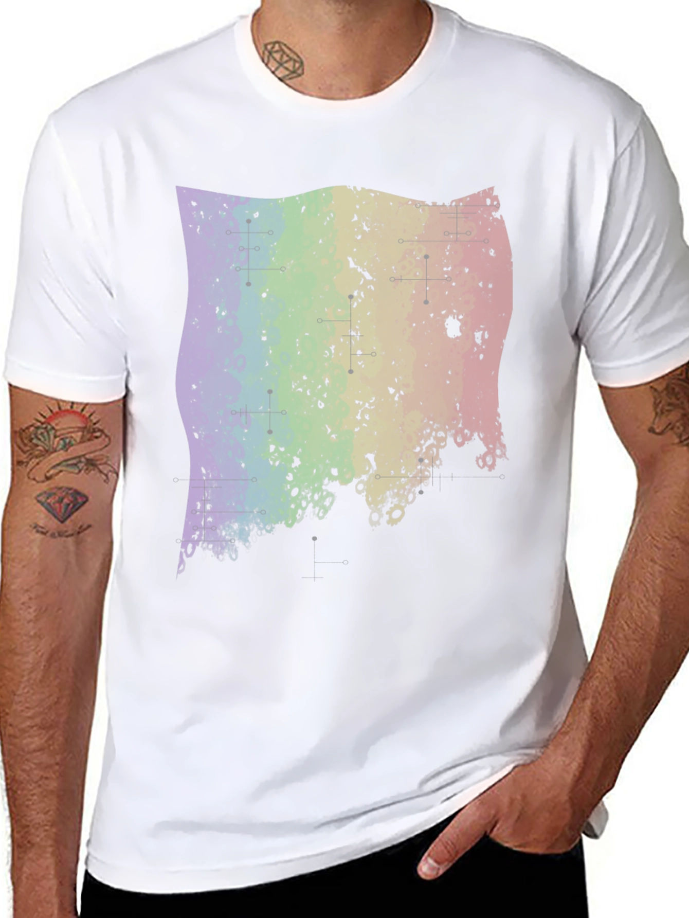 Rainbow Grunge Graphic Tee - Black