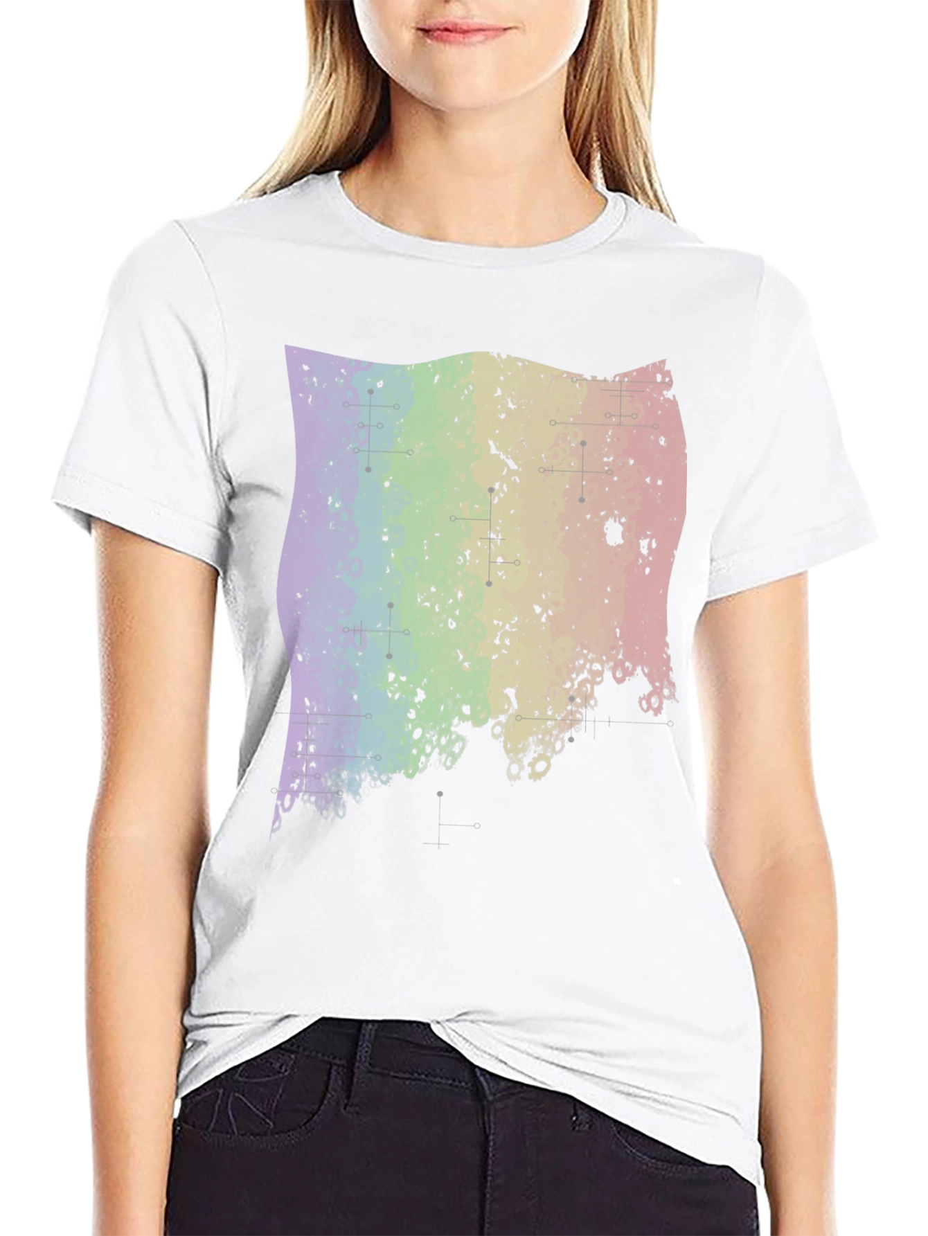 Rainbow Grunge Graphic Tee - Black