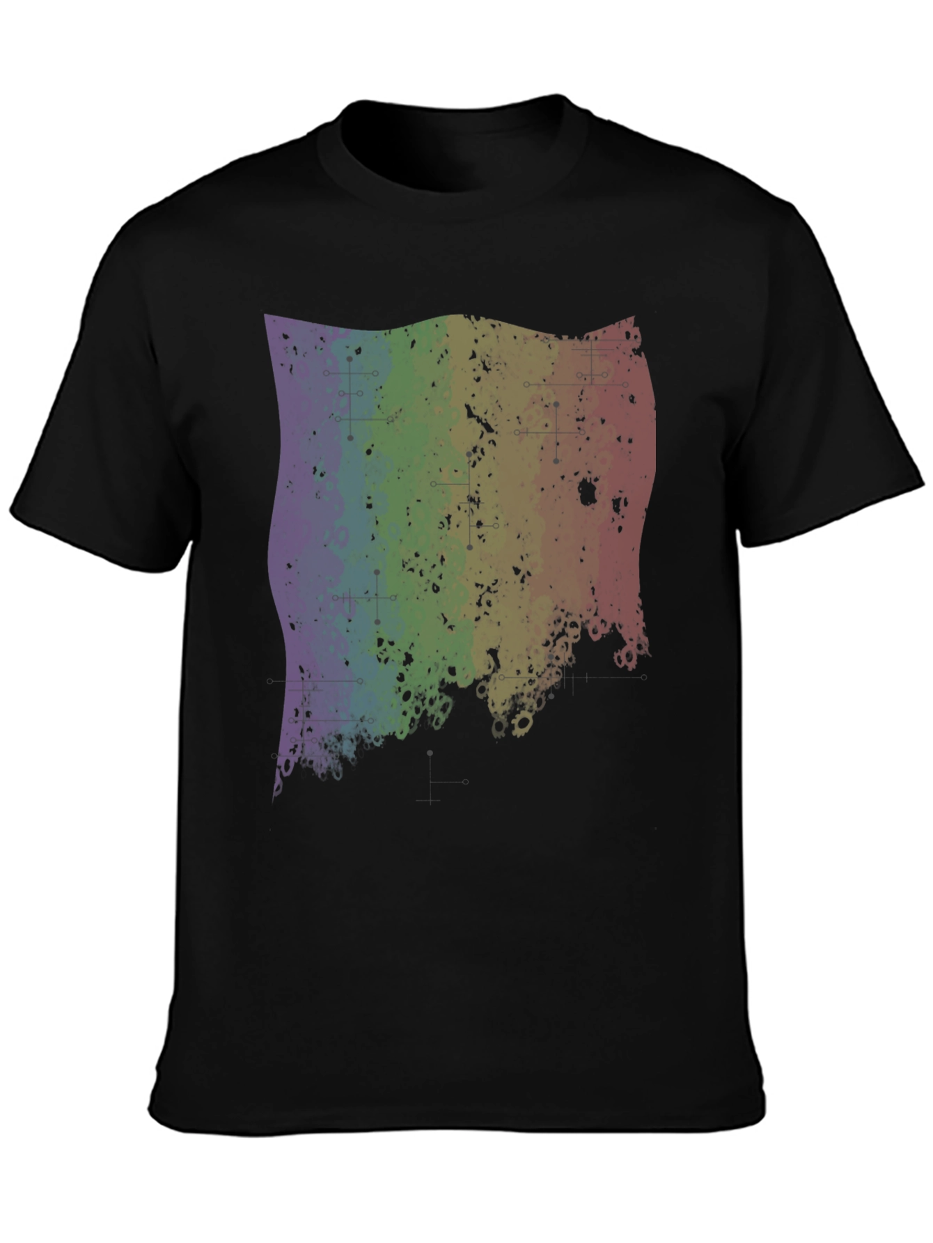 Rainbow Grunge Graphic Tee - Black