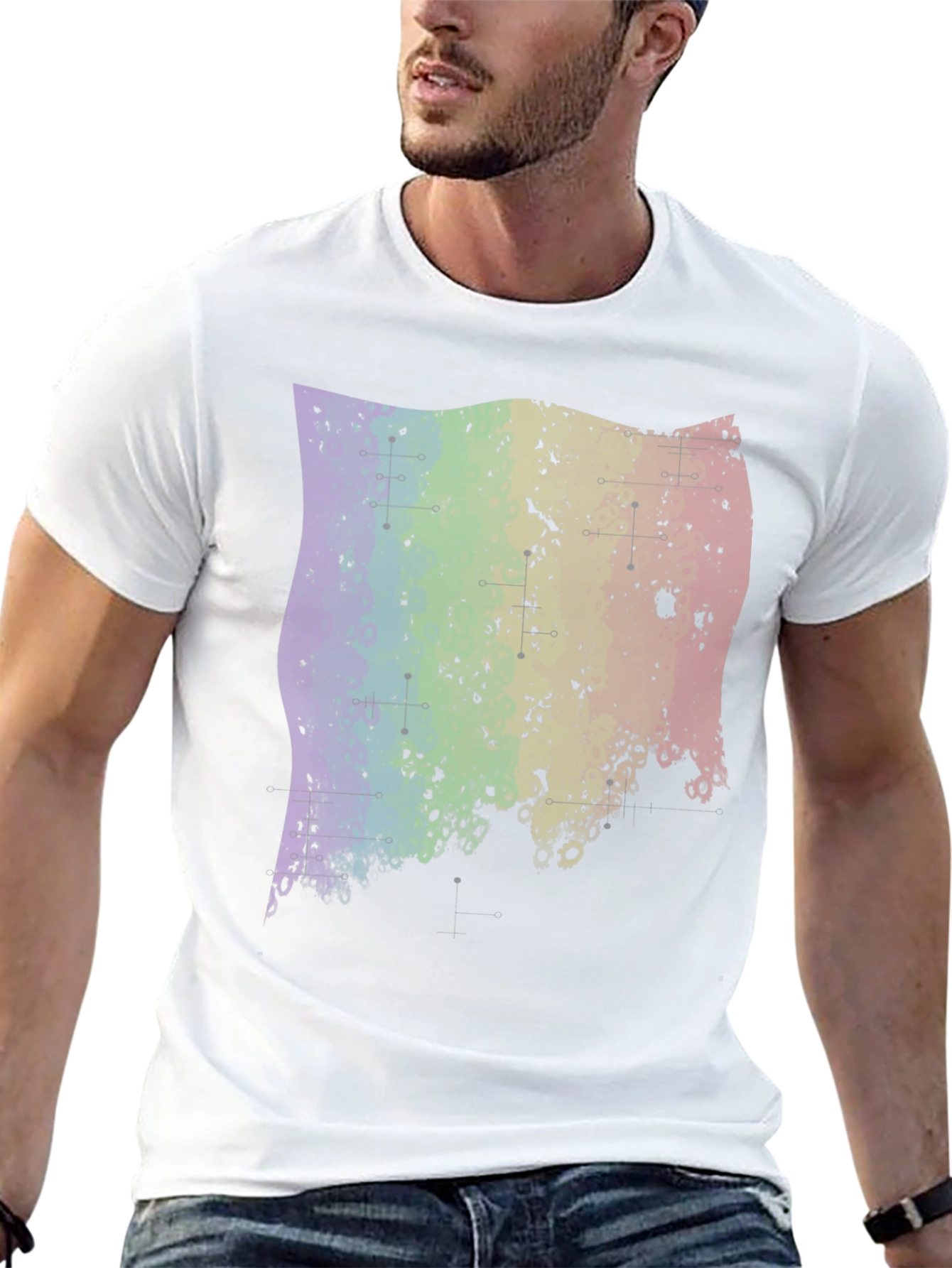 Rainbow Grunge Graphic Tee - Black
