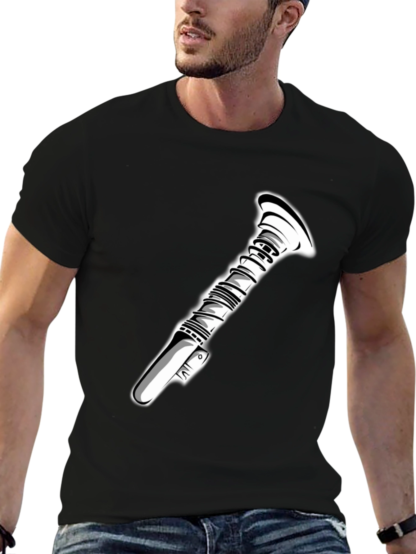 Sci-Fi Lightsaber Graphic Tee - Black