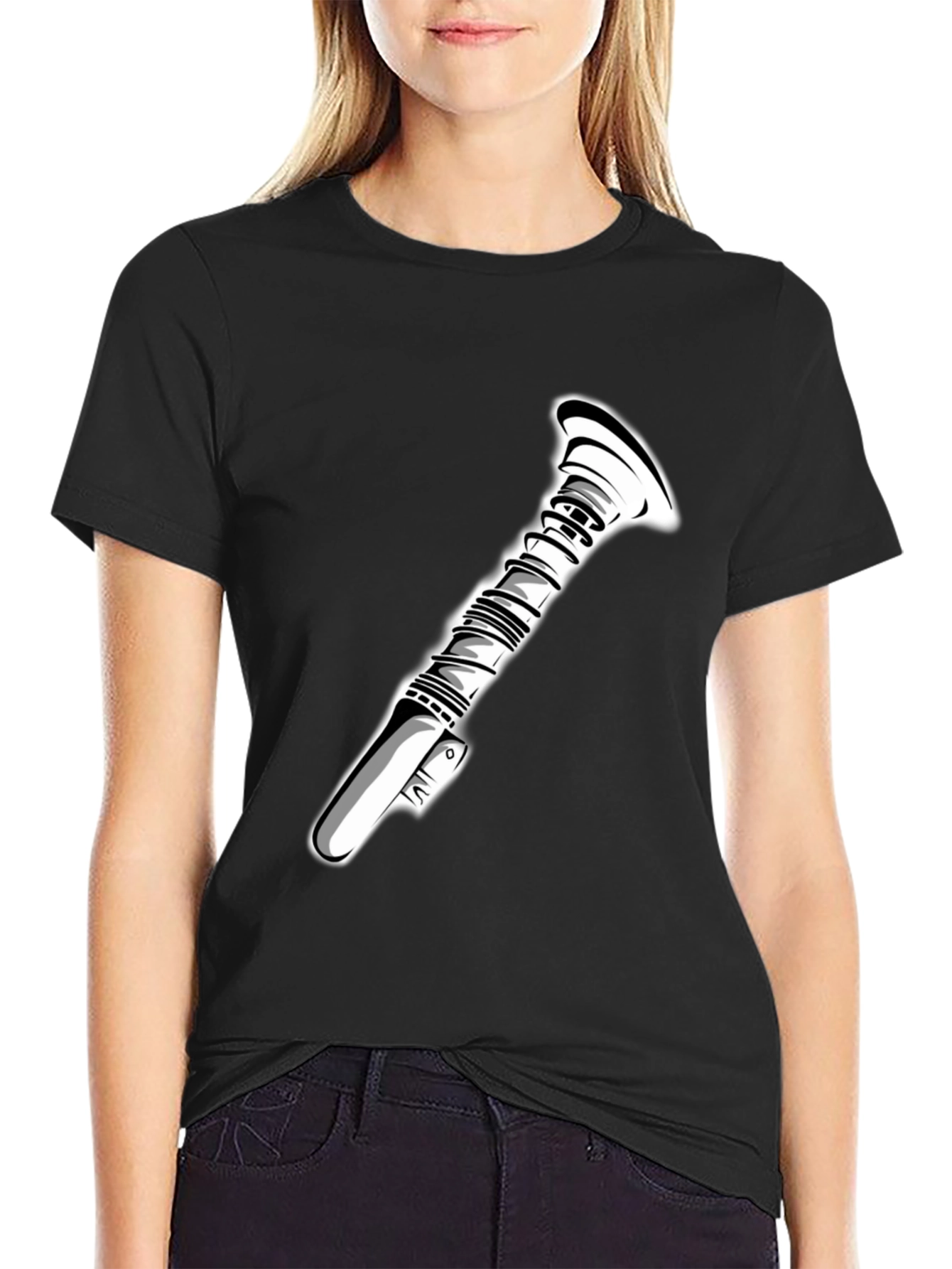 Sci-Fi Lightsaber Graphic Tee - Black