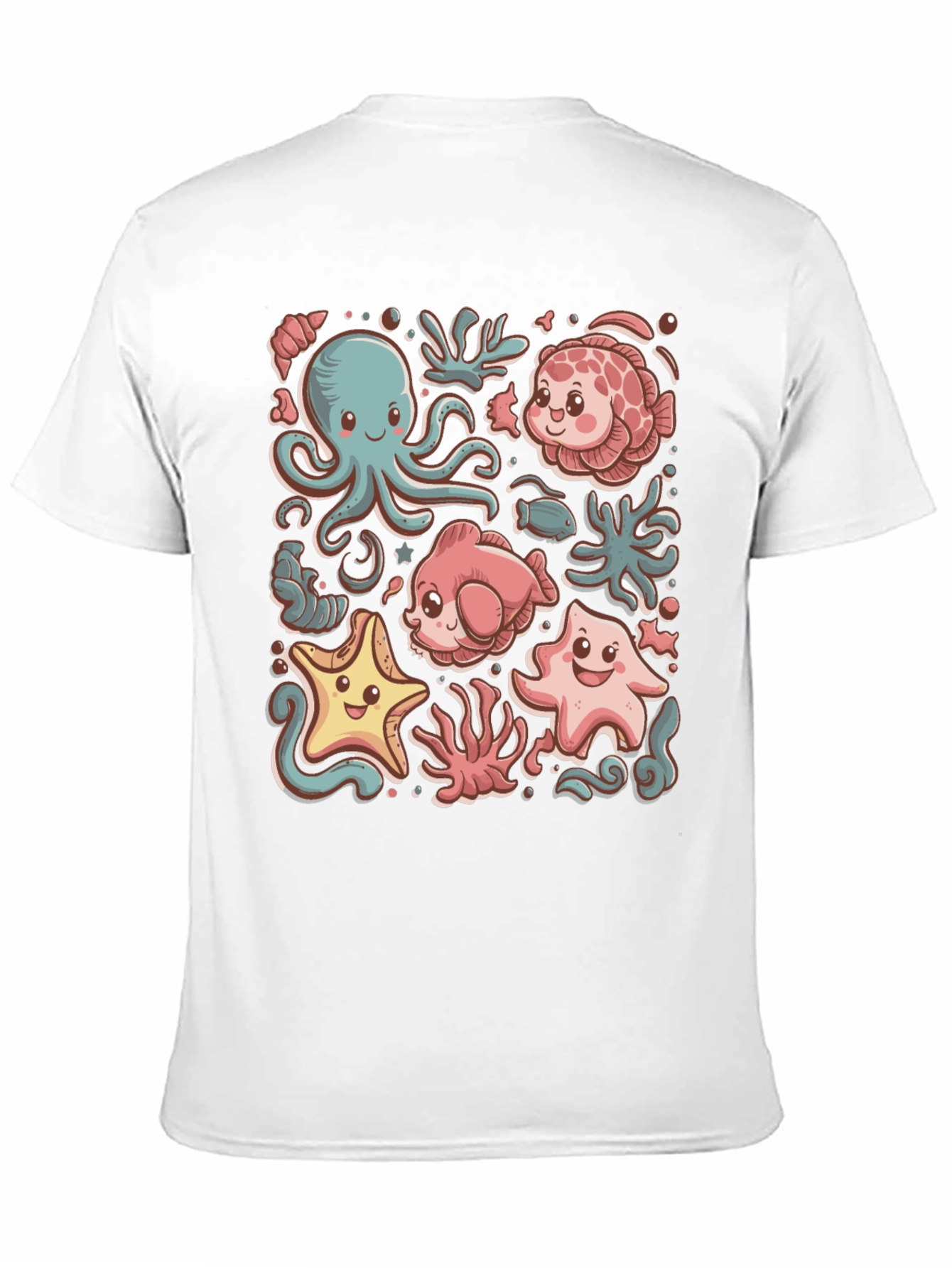 Cute Undersea Cartoon Graphic T-Shirt