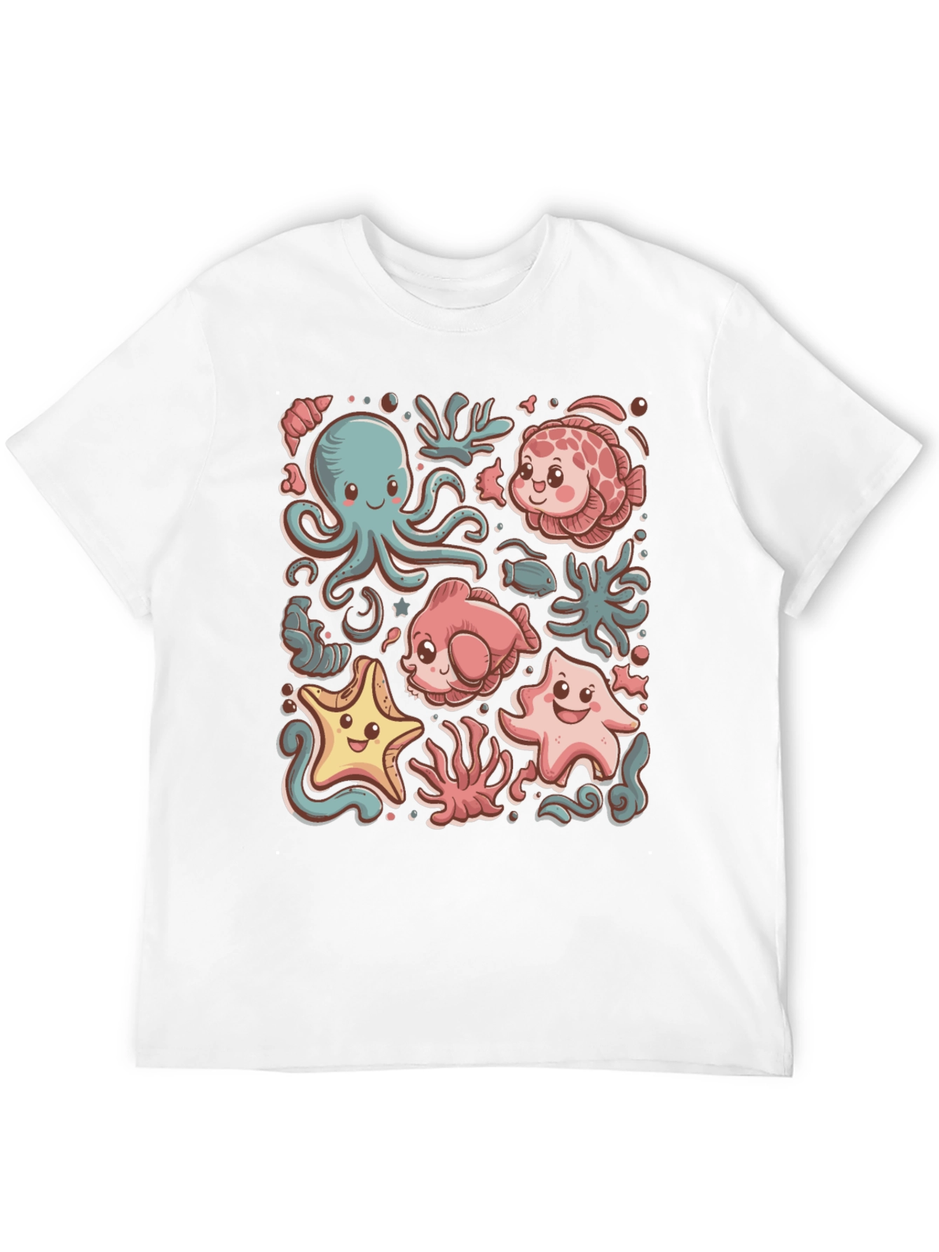 Cute Undersea Cartoon Graphic T-Shirt