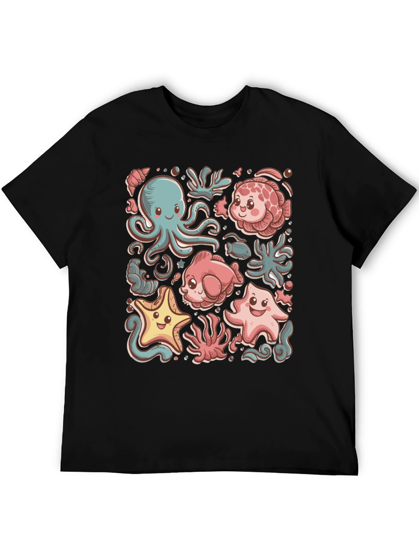Cute Undersea Cartoon Graphic T-Shirt