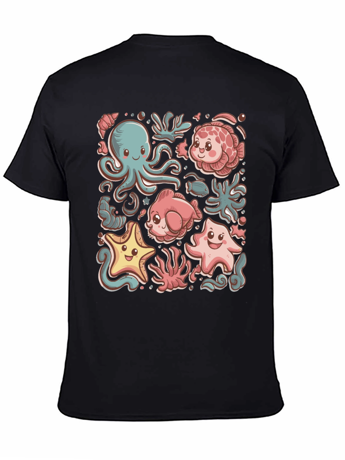 Cute Undersea Cartoon Graphic T-Shirt