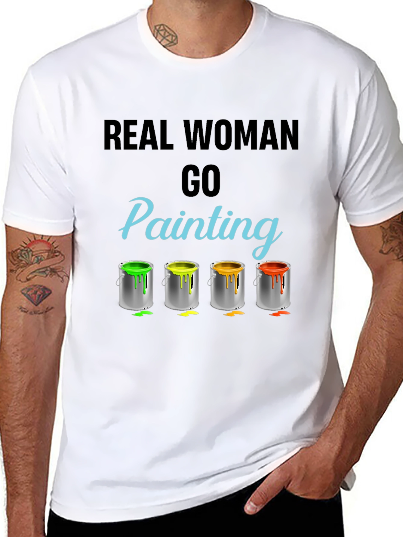 Real Woman Go Painting T-Shirt Art Hobby Tee