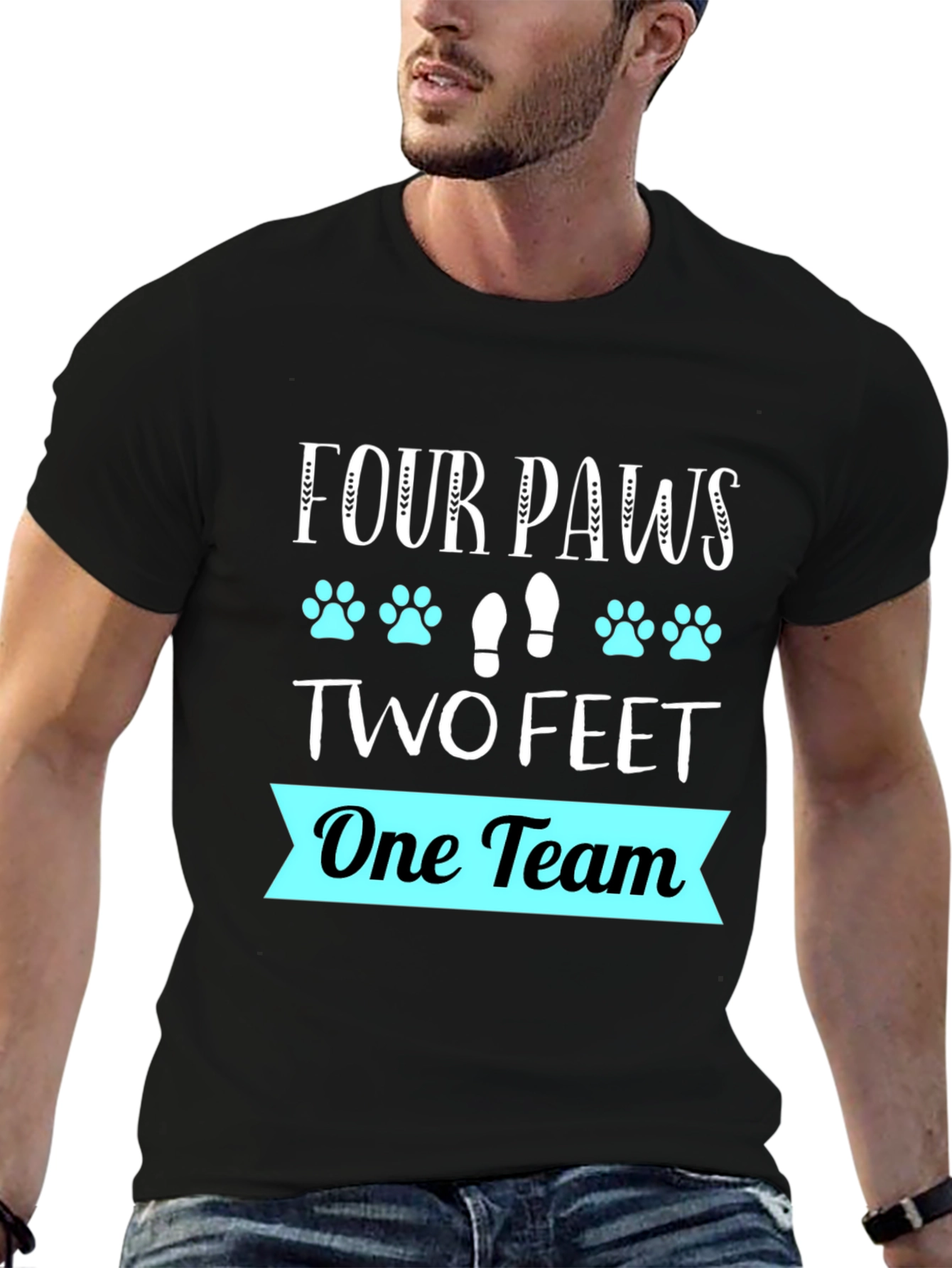 Four Paws Two Feet One Team Graphic T-Shirt