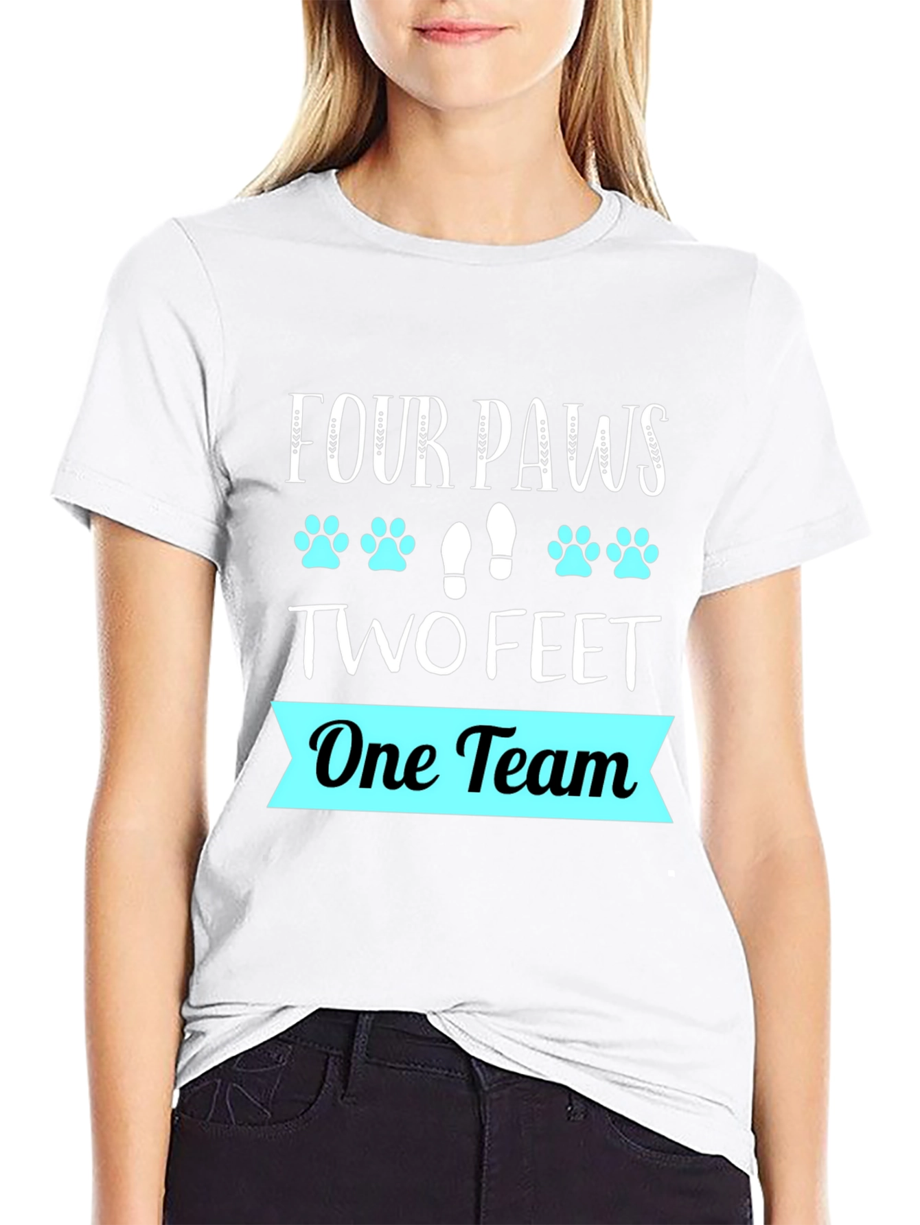 Four Paws Two Feet One Team Graphic T-Shirt