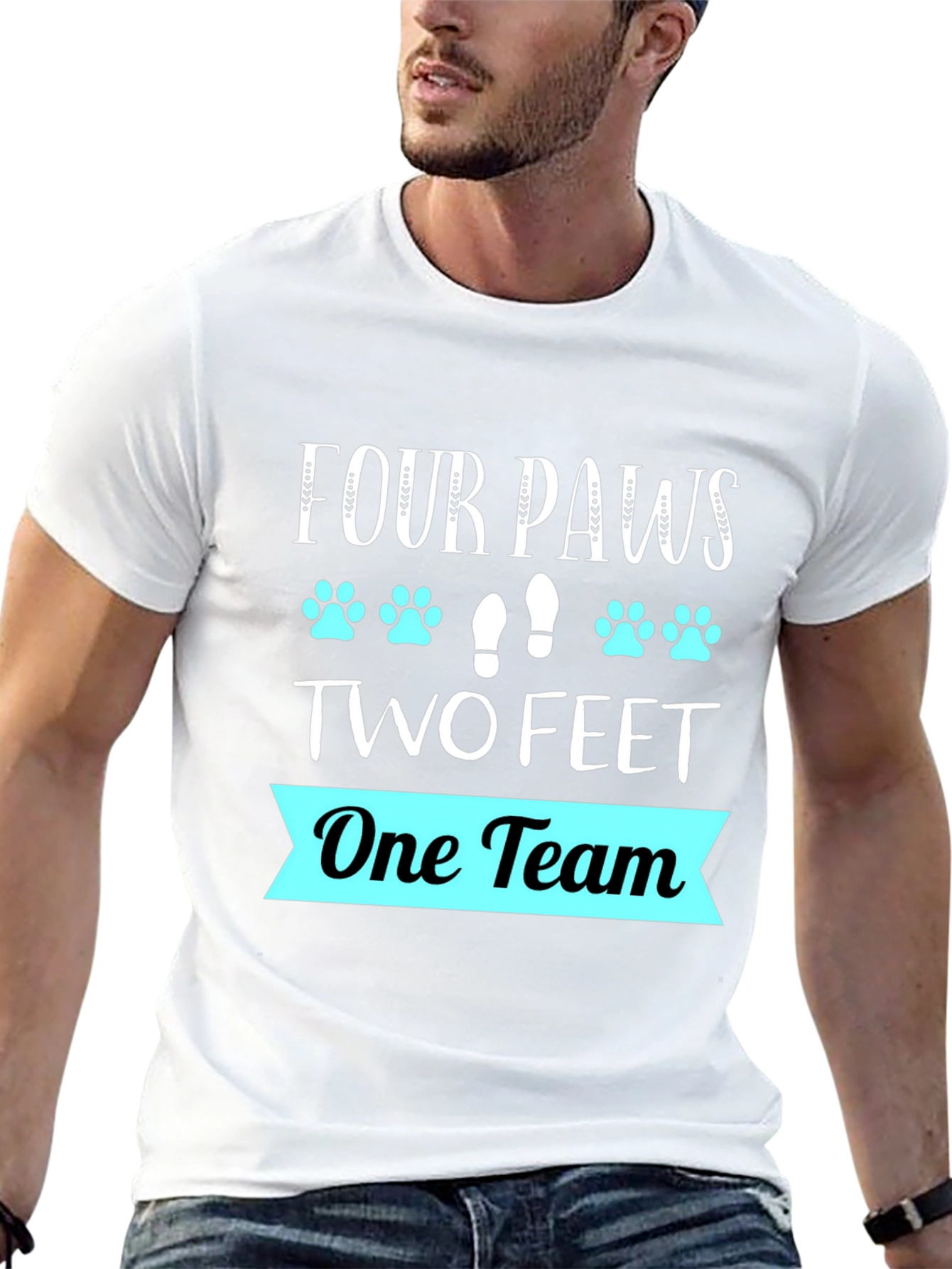 Four Paws Two Feet One Team Graphic T-Shirt