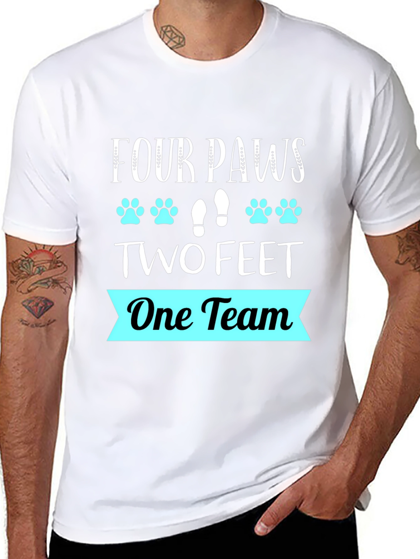 Four Paws Two Feet One Team Graphic T-Shirt