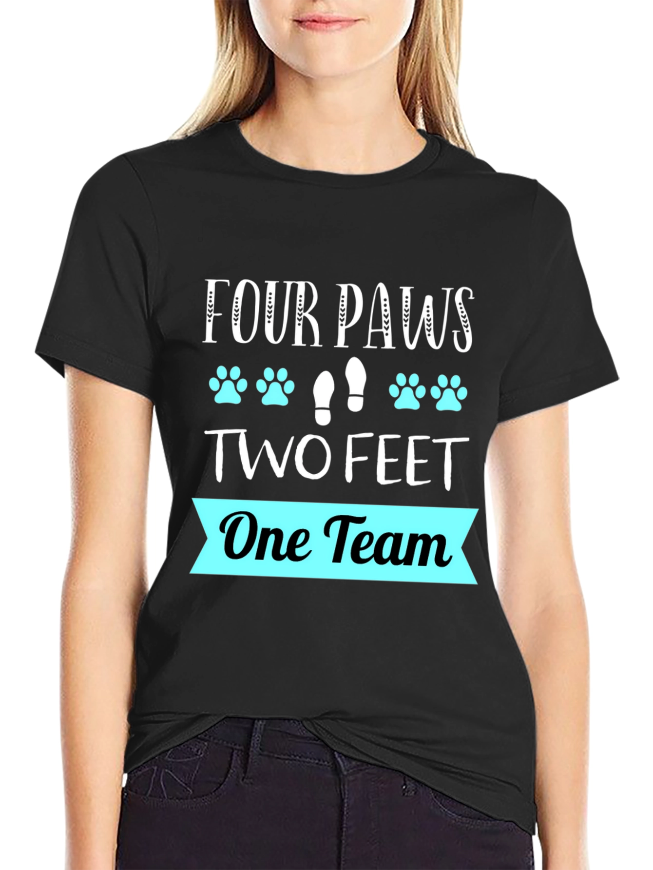 Four Paws Two Feet One Team Graphic T-Shirt