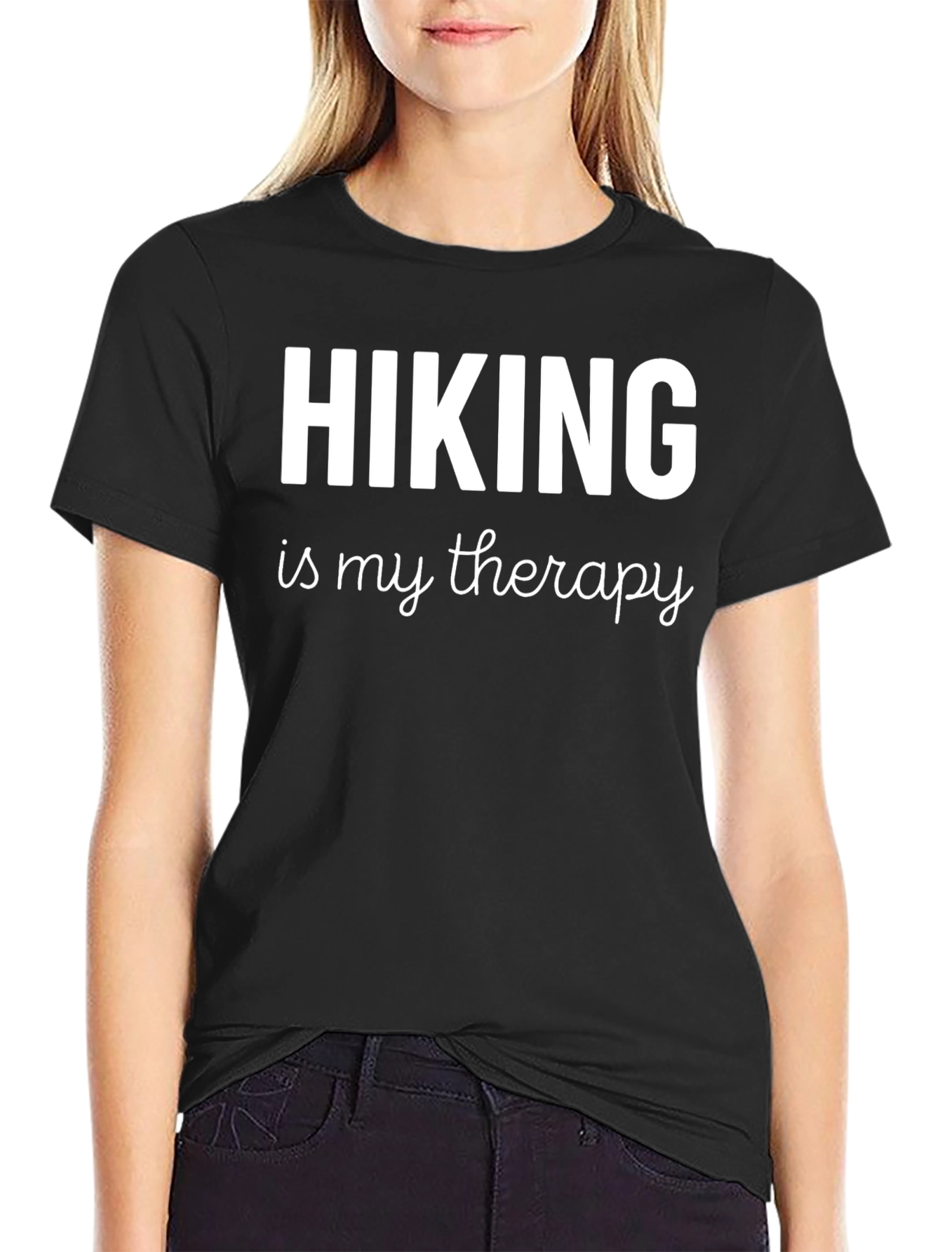 Hiking is My Therapy T-Shirt Black