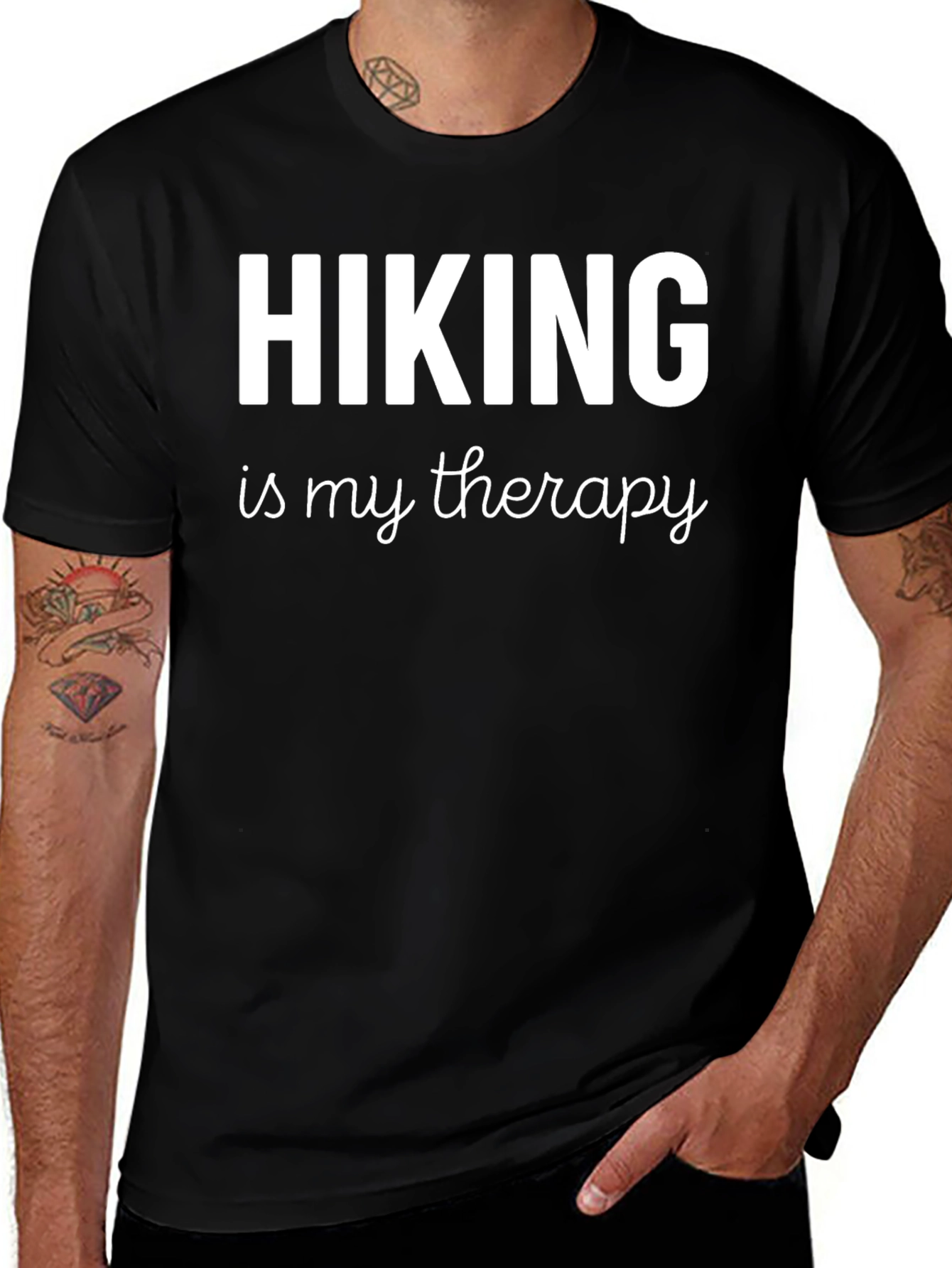Hiking is My Therapy T-Shirt Black
